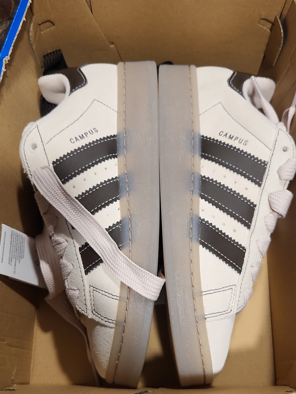adidas Campus Cream with Brown Stripes and Translucent Sole